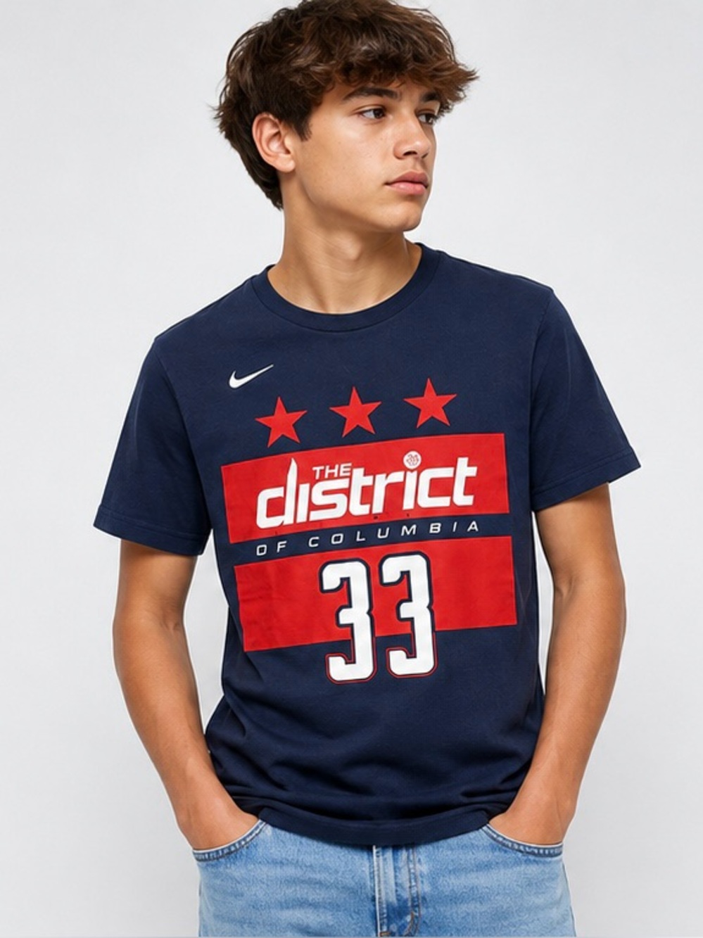 Nike Jordan Navy Short-Sleeve Tee - Kyle Kuzma 'The District' Graphic shirt